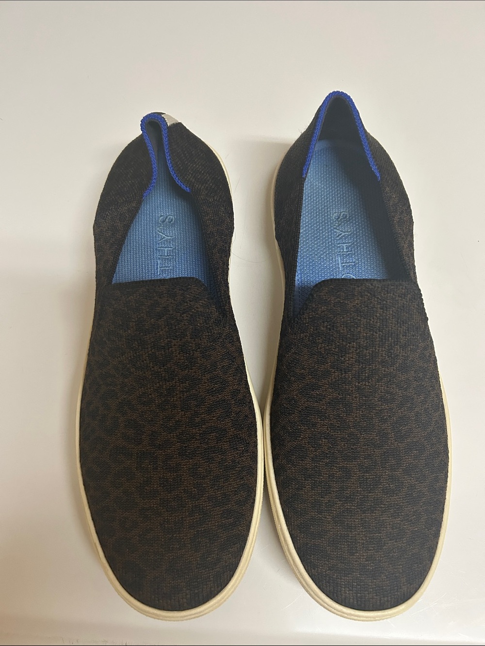 Rothy's Black and Brown Leopard-Print Slip-On Flats